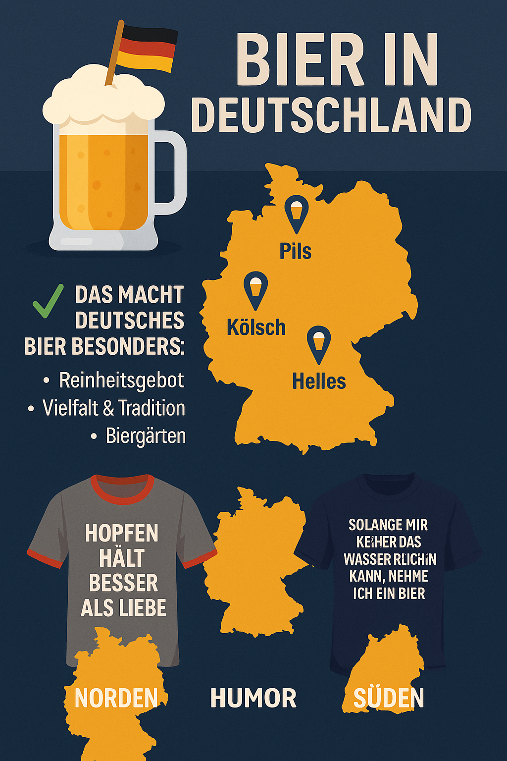 Einfache Deutschland Karte mit Biersorten