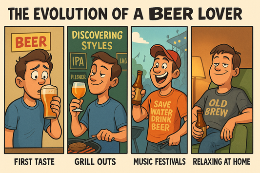 Die Evolution des Biergenusses – Vom ersten Schluck bis zum ersten Bier T-Shirt 🍺👕