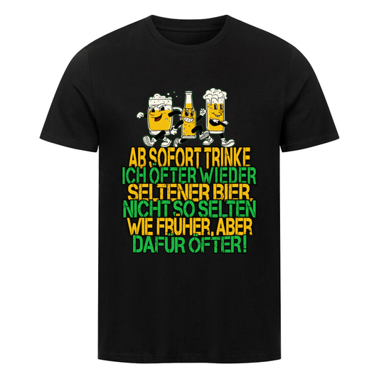 Lustiges T-Shirt mit Bier-Spruch und Cartoon-Bierglas – witziges Design für Bierfreunde.