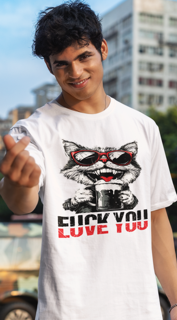 FUCK YOU/LOVE YOU CAT - Oversized T-Shirt - Bierbande