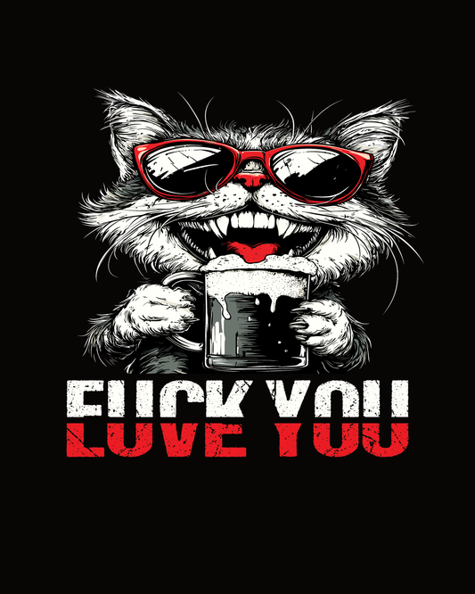 FUCK YOU/LOVE YOU CAT - UNISEX T-Shirt - Bierbande