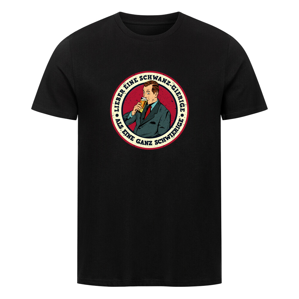 Lustiges Cartoon-T-Shirt mit Bier-Charakter, der schelmisch grinst. Perfekt für humorvolle Bierfans.