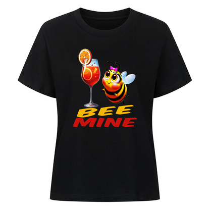 Süßes Damen T-Shirt mit Cartoon-Biene und Aperol-Glas – Motiv „Bee Mine“