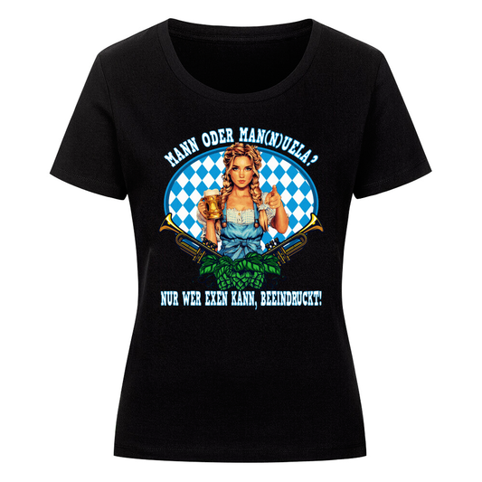 MANN ODER MAN(N)UELA? - Damen T-Shirt - Bierbande